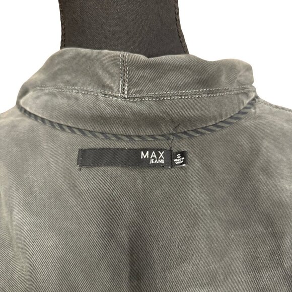 Max Jeans Lightweight Tencel Jacket Mineral Wash Gray Drape Front Small - Picture 8 of 8